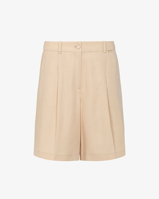 Bermuda in Misto Lino Markup Woman - Safari / Verde Militare