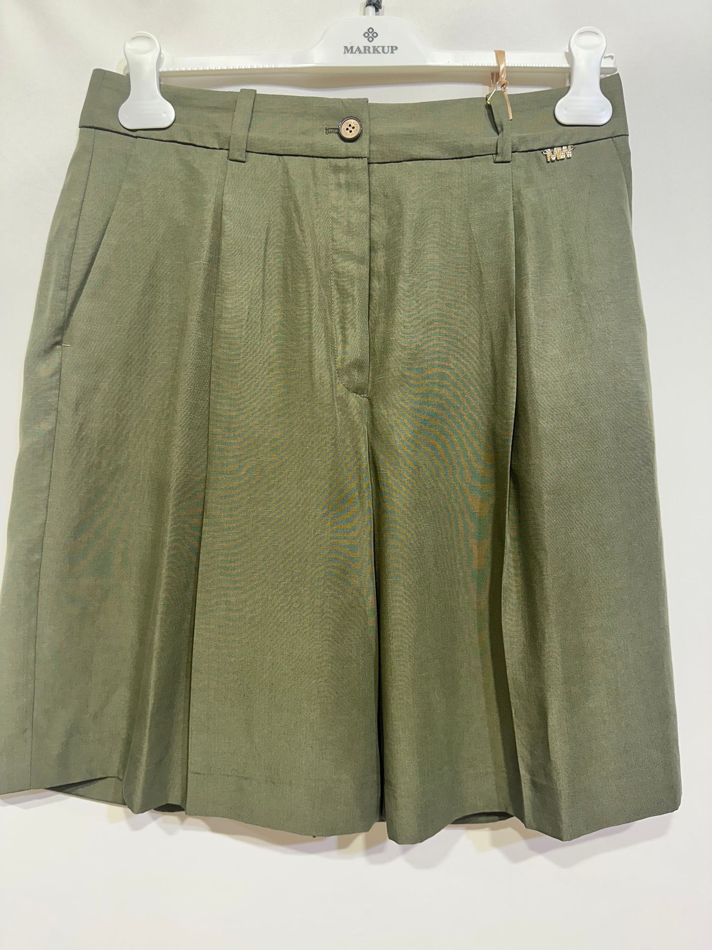 Bermuda in Misto Lino Markup Woman - Safari / Verde Militare