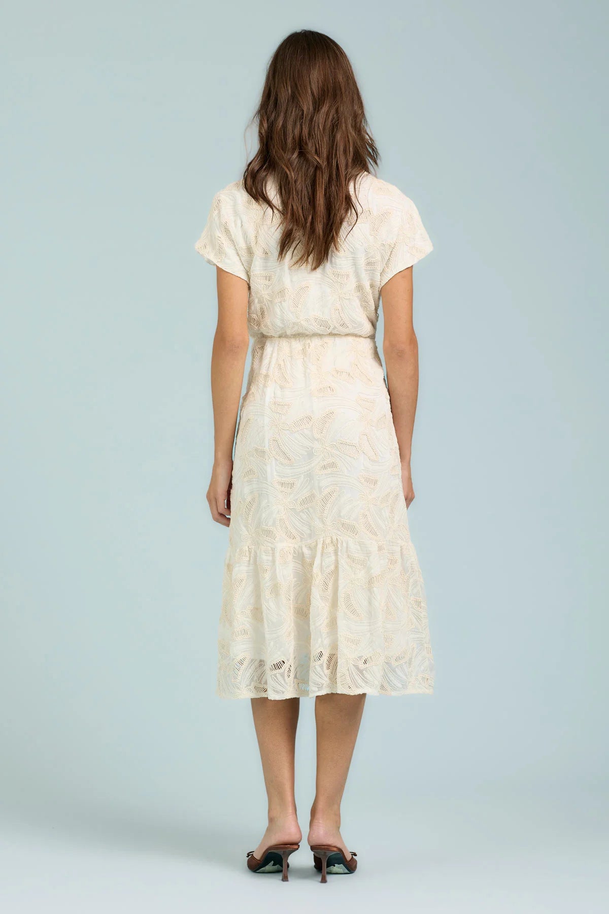 Vestito Midi Ricamo All Over Take Two - Vaniglia