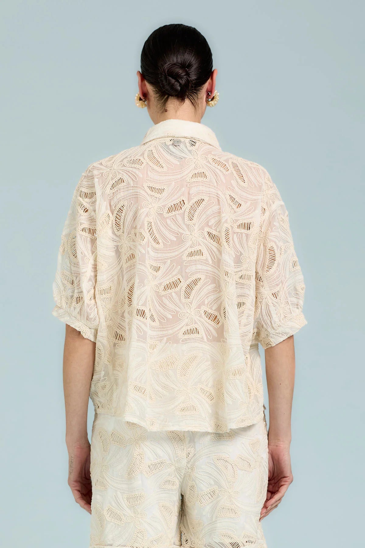 Camicia con Ricamo All Over e Micro Paillettes - Take Two
