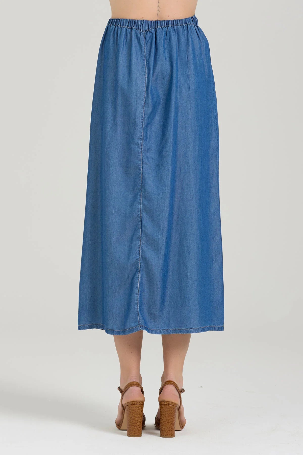 Gonna con Spacco e Bottoni Take Two - Denim