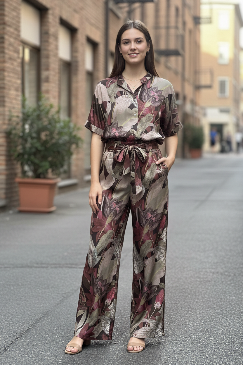 Camicia in Raso Stampa Giungla - Markup