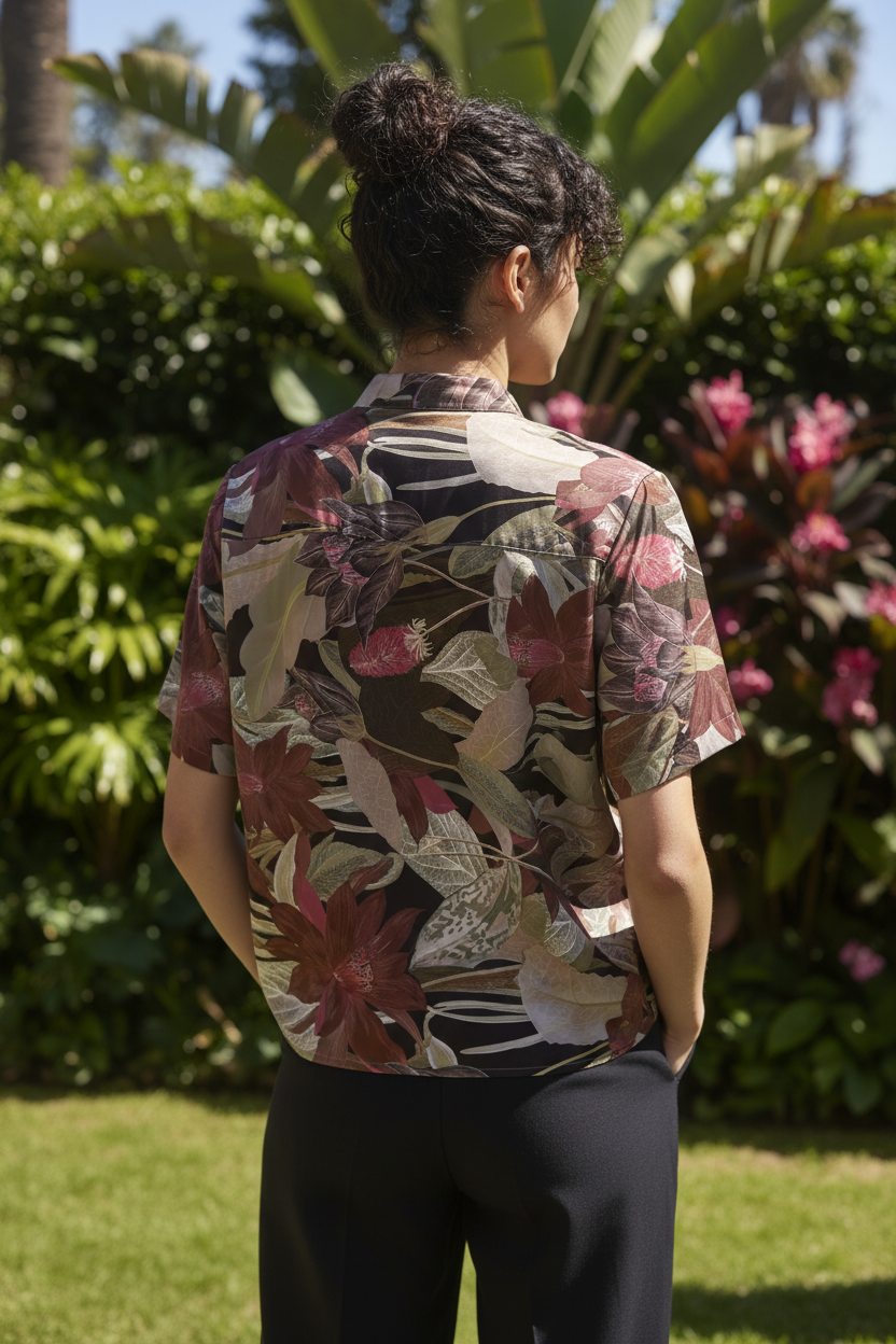 Camicia in Raso Stampa Giungla - Markup