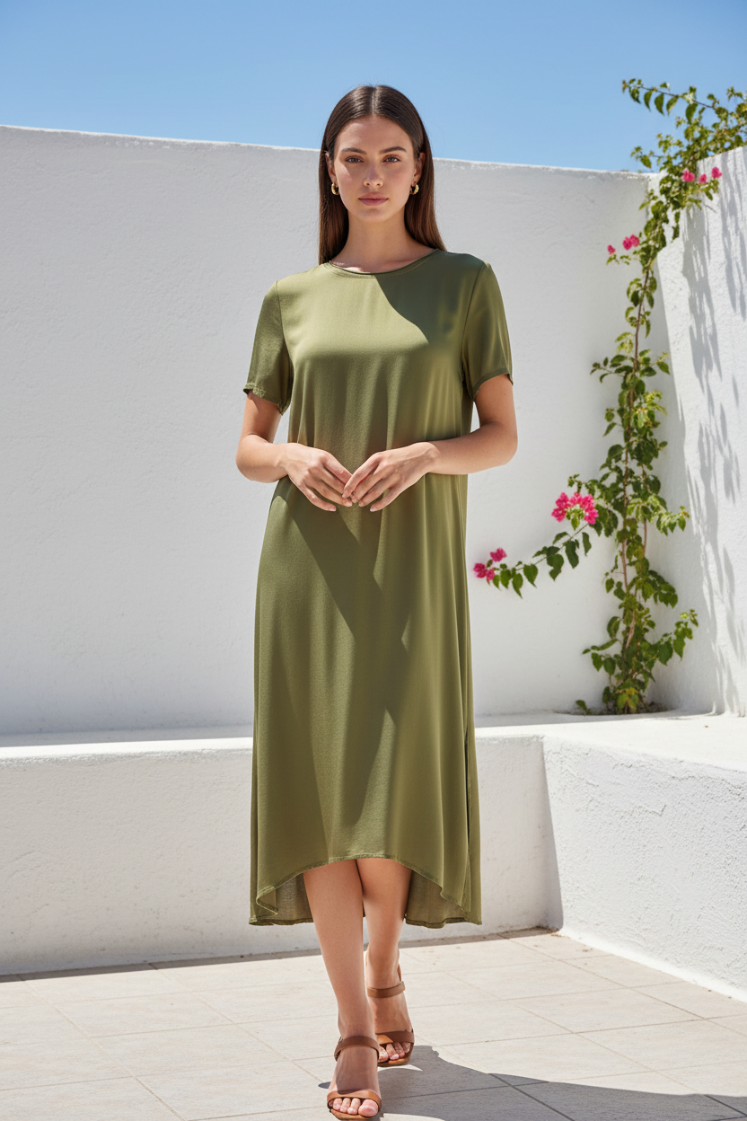 Abito Manica Corta Manila Grace - Verde Erba e Royal