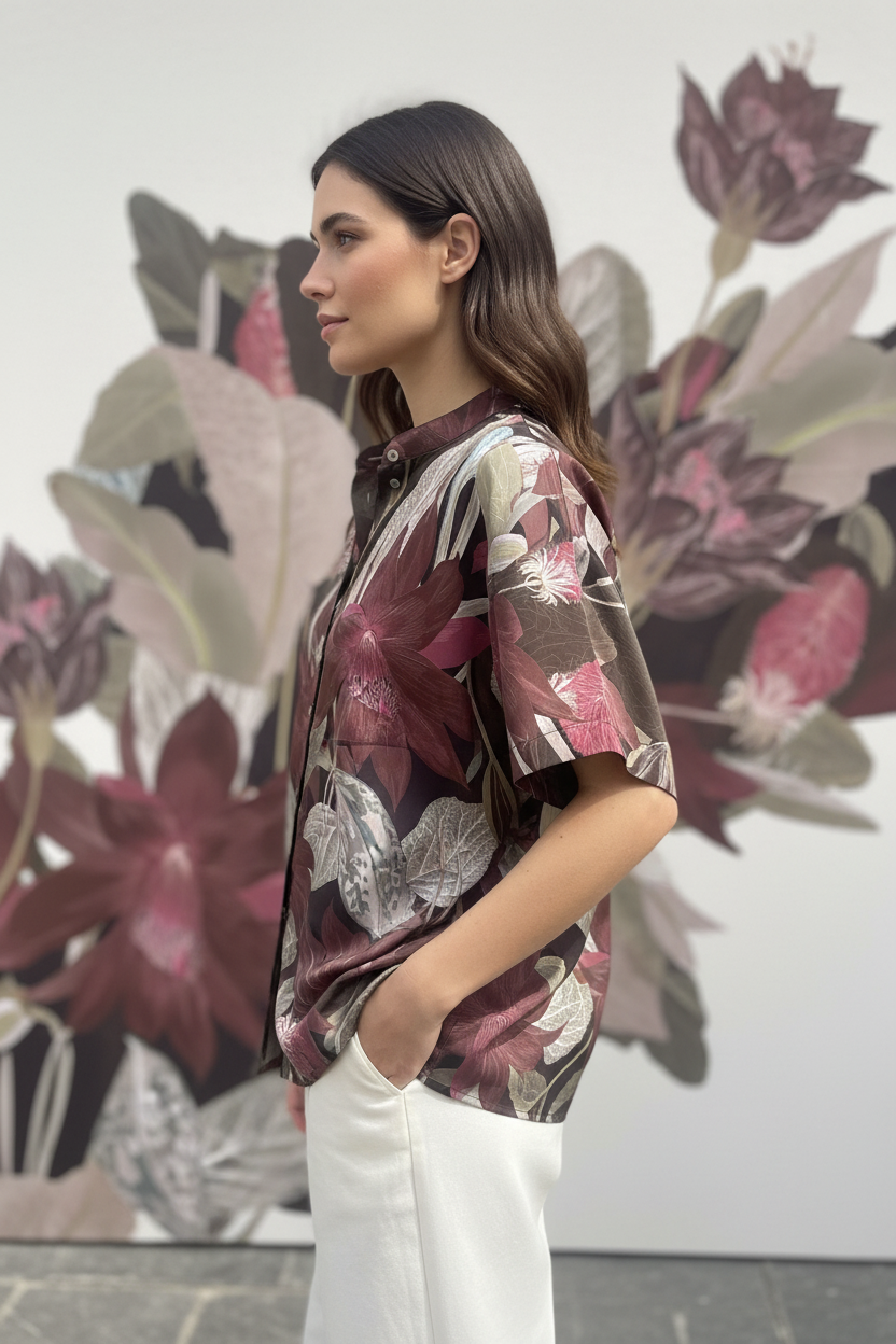 Camicia in Raso Stampa Giungla - Markup