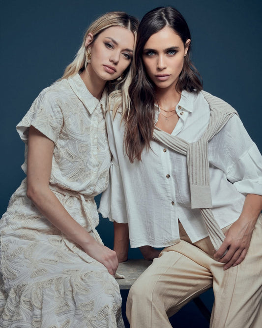 Vestito Midi Ricamo All Over Take Two - Vaniglia