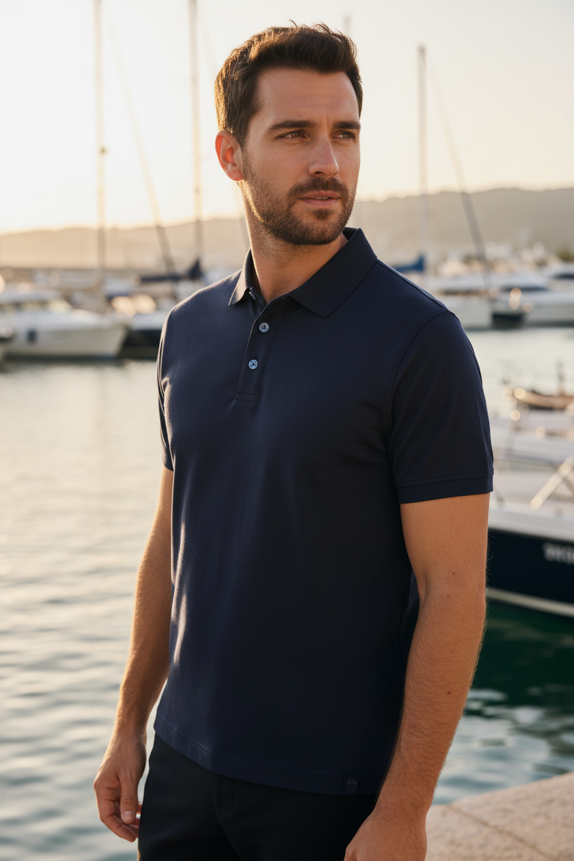 Polo Navy - Marina con Patch Corretto
